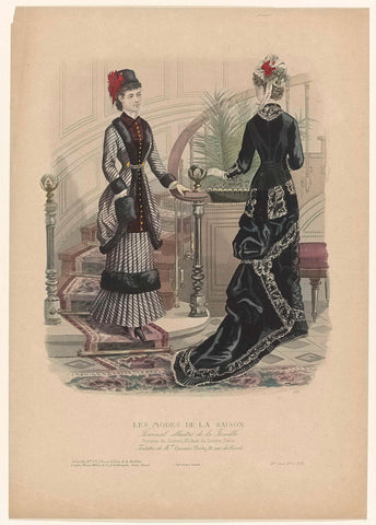 Les Modes de la Saison, 1879, 9th year, No. 4, Pl. 530: Toilets of Mrs. Laurence Hardy (...), anonymous, 1879 Canvas Print