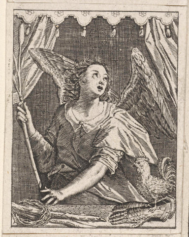 Angel with the reed stalk, the and the crown of thorns, Johann Sadeler (I), 1580 - 1600 Canvas Print