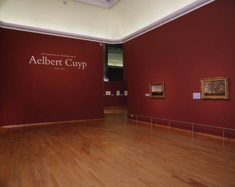 Entrance to the exhibition with the exhibition title on the wall and two paintings, c. 2002 Canvas Print