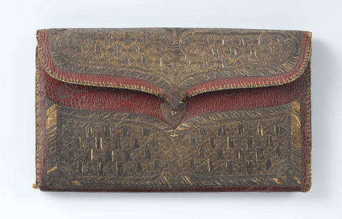 Letter bag in rectangular model of red leather with silver and gold thread embroidered, in the flap the name 'Jean Abraham Grill', 'Constantinople', '1754' embroidered, anonymous, c. 1754 Canvas Print