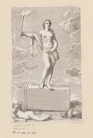 with a torch on a pedestal, Claude Mellan (possibly), 1648 Canvas Print