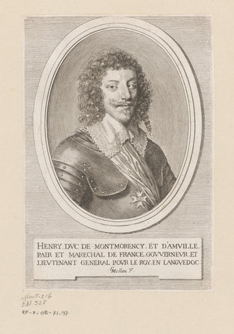 Portret van Henri II, duc de Montmorency, Claude Mellan, 1643 Canvas Print