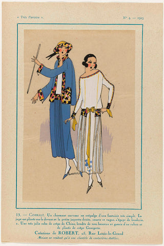 Très Parisien, 1923, No. 4: 13. - COBBALT. Un charmant costume..., anonymous, 1923 Canvas Print