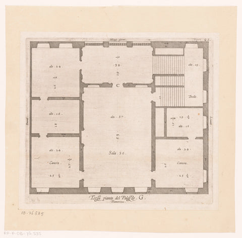 Plan of the second floor of the Palazzo Interiano Pallavicini in Genoa, Nicolaes Ryckmans, 1622 Canvas Print