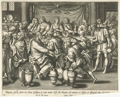 Wedding in Kana, Adriaen Collaert, 1598 - 1618 Canvas Print