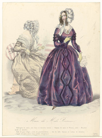 Musée des Modes Parisiennes, 1843 : Redingote de satin (...), anonymous, 1843 Canvas Print