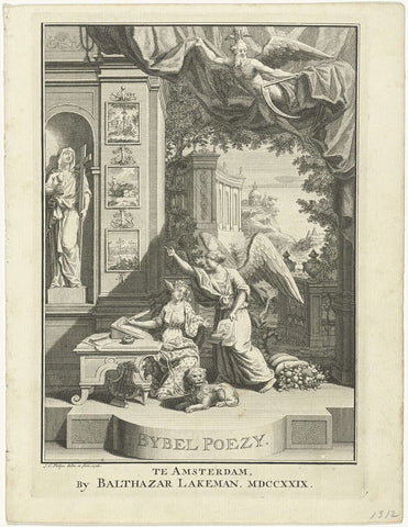 Engel wijst Poëzie op het Geloof, Jan Caspar Philips, 1728 Canvas Print