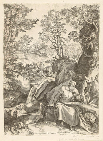 Landschap met de H. Hieronymus die de bijbel vertaalt, Cornelis Cort, 1773 Canvas Print