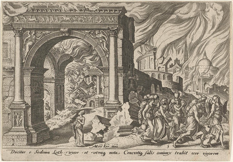 Loth and His Family Leaving the City of Sodom, Philip Galle, 1569 Canvas Print