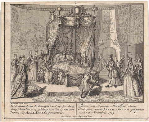 Visit to the childbirth of Sophia Dorothea of Hanover, Leonard Schenk, 1727 Canvas Print