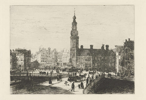 Gezicht op het Muntplein van Amsterdam, Johan Conrad Greive, 1847 - 1891 Canvas Print