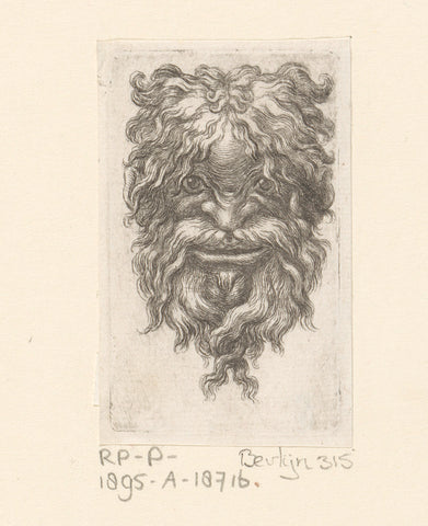 Mask with beard, François Chauveau, 1626 - 1676 Canvas Print