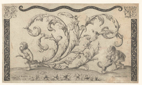 Leaf vine pulled by child, Louis Cossin, 1668 Canvas Print