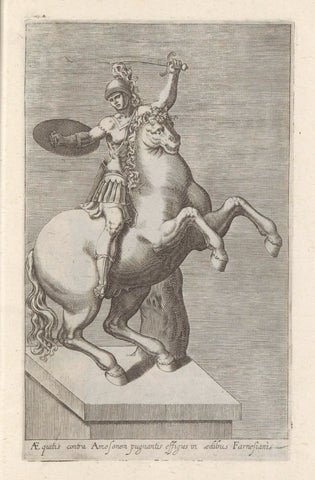 Sculpture of a Roman soldier on horseback, anonymous, 1584 Canvas Print