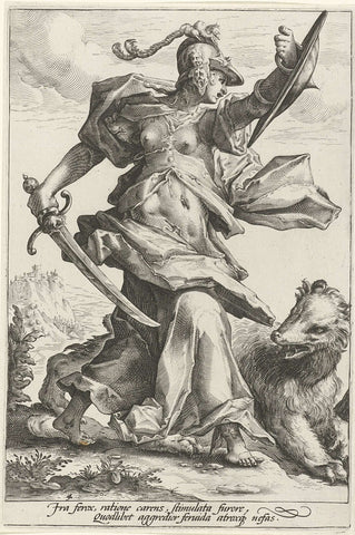 Woede (Ira), Jacob Matham (attributed to), 1585 - 1589 Canvas Print