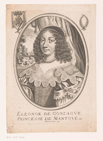 Portrait of Eleanor Gonzaga, anonymous, Balthazar Moncornet, 1617 - 1668 Canvas Print