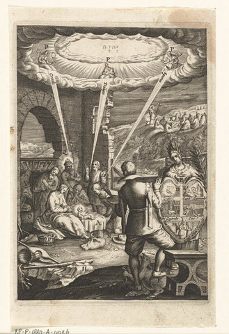 Emblem with man meditating on the birth of Christ, Boetius Adamsz. Bolswert, 1623 Canvas Print