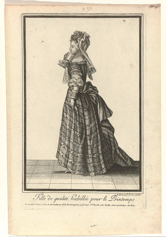 Quality girl dressed for Spring, Nicolas Arnoult, 1688 Canvas Print