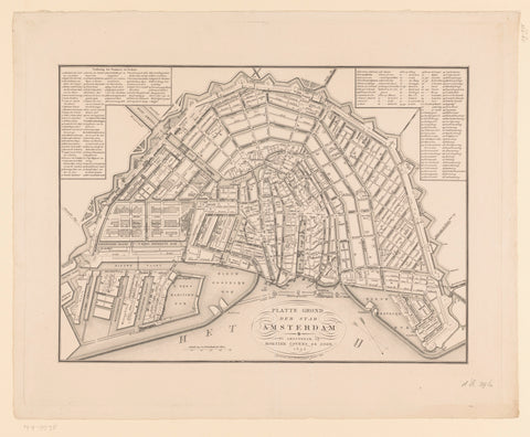 Map of Amsterdam, Daniël Veelwaard (II), 1832 Canvas Print