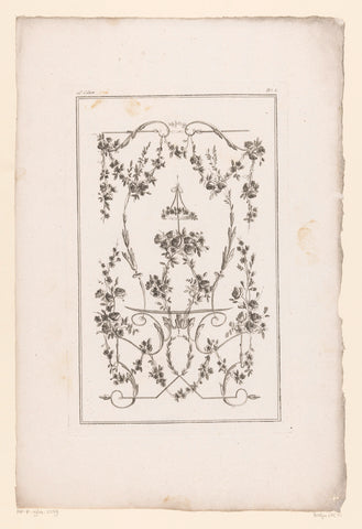 Paneel met bloemen, Jacques Juillet, 1777 - 1779 Canvas Print