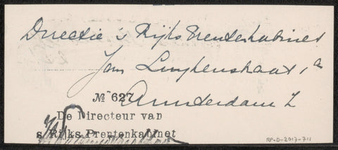 Postcard to Jonkheer Hendrik Teding van Berkhout (1879-1969), Albertine Elisabeth Schelfhout-van der Meulen, 1908 - 1934 Canvas Print