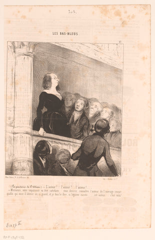 Writer makes herself known to theatre audiences, Honoré Daumier, 1844 Canvas Print