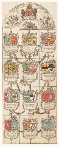 Design for stained glass window 14 donated by the Mayors and Councils of Amsterdam, Pieter Jansz., 1666 Canvas Print