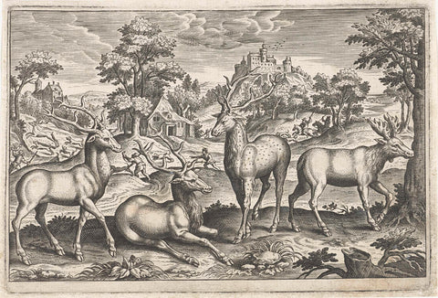 Deer, Adriaen Collaert, 1595 - 1652 Canvas Print