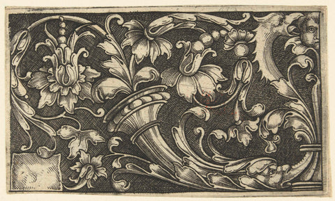 Leaf vines from a horn, anonymous, c. 1500 - c. 1600 Canvas Print