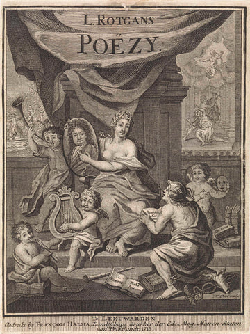 Poetry with the portrait of the poet Lukas Rotgans, Matthijs Pool, 1715 Canvas Print