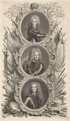 Portraits of Eugene of Savoy, Duke John Churchill of Marlborough and John William Friso, Prince of Orange-Nassau, Pieter Tanjé, 1745 Canvas Print