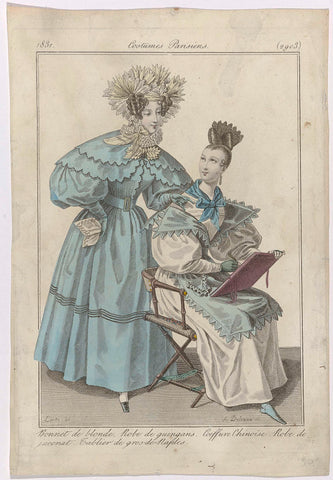 Journal des Dames et des Modes, Costumes Parisiens, 15 July 1831, (2903): Bonnet de blond (...), August Delvaux, 1831 Canvas Print