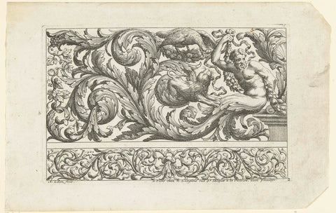 Man, eagle and lion between leaf vines, Alexis Loir (I), c. 1670 - c. 1690 Canvas Print