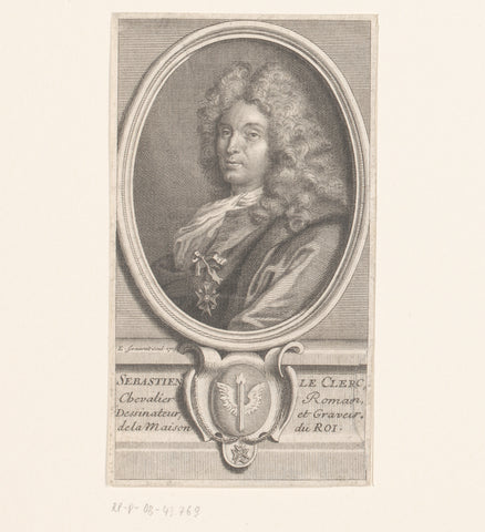 Portret van Sébastien le Clerc, Edme Jeaurat, 1715 Canvas Print