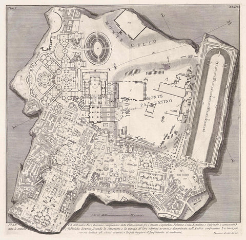 Map of the Roman Forum, Giovanni Battista Piranesi, c. 1756 - c. 1757 Canvas Print