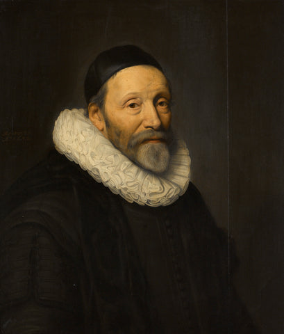 Portrait of Johannes Wtenbogaert (1557-1644), Michiel Jansz van Mierevelt (workshop of), 1632 Canvas Print