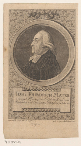 Portrait of Johann Friedrich Mayer at the age of 74, J.S.L. Halle, 1793 Canvas Print