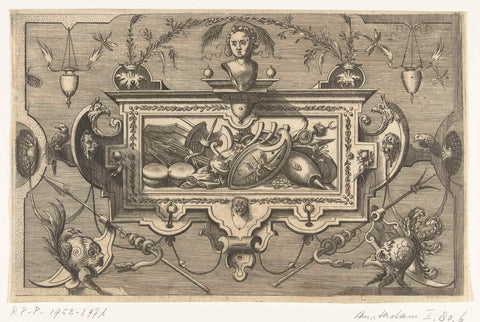 Cartouche with an armour, Harmen Jansz Muller, 1564 Canvas Print