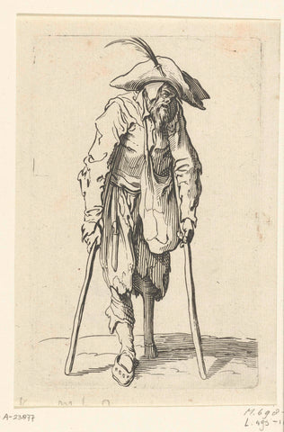 Beggar with crutches and a wooden leg, Jacques Callot, 1622 - 1670 Canvas Print