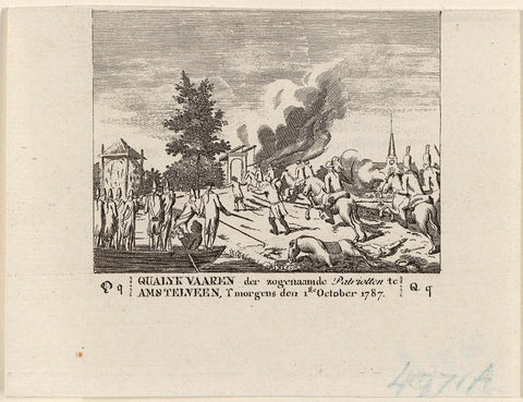 Battle at Amstelveen, 1787, anonymous, 1787 - 1790 Canvas Print