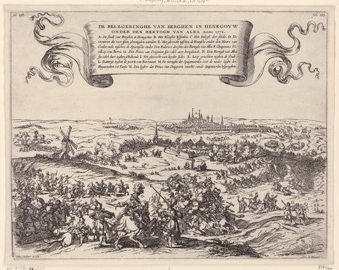 Alva besieges Mons in Hainaut, 1572, Frans van den Wijngaerde, 1643 - 1645 Canvas Print