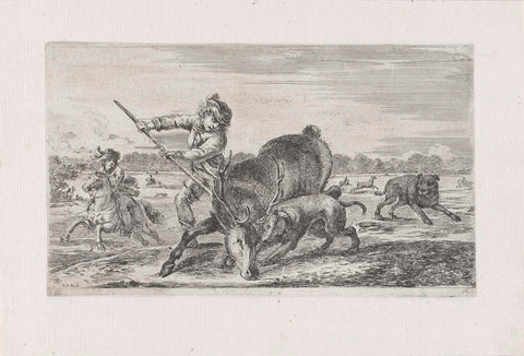 Deer caught by hunter and dog, Stefano della Bella, 1620 - 1664 Canvas Print