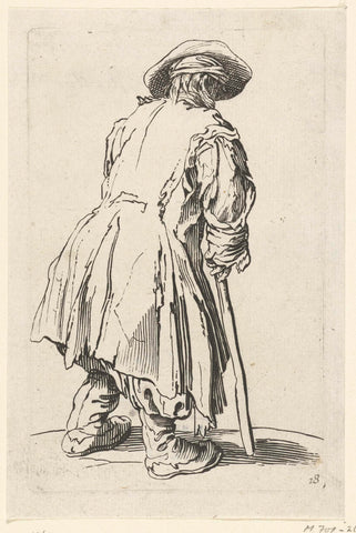 Beggar with a stick, seen on the back, Jacques Callot, 1622 - 1670 Canvas Print