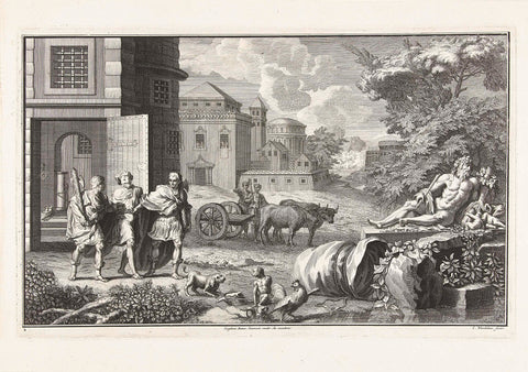 Punishment of a sodomite in Roman times, Jan Wandelaar, 1730 - 1735 Canvas Print