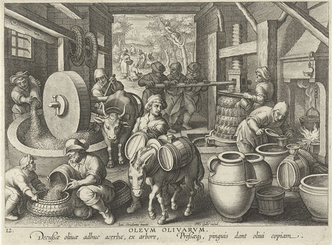 Olijfpers, Jan Collaert (II) (attributed to), c. 1593 - c. 1598 Canvas Print