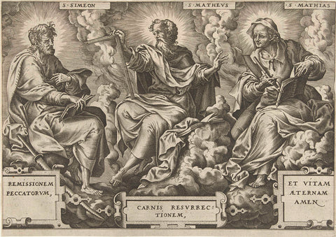 Three Apostles Simon Zelotes, Judas Thadeus and Mattias, Pieter van der Heyden, 1568 Canvas Print