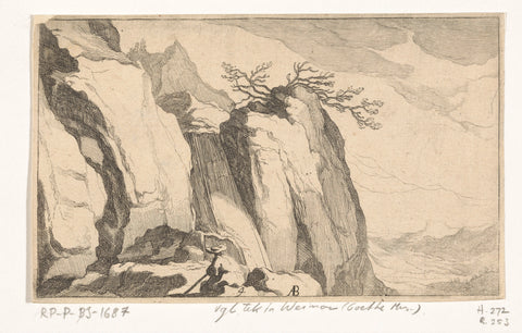 Rock landscape, Frederick Bloemaert, after 1635 Canvas Print