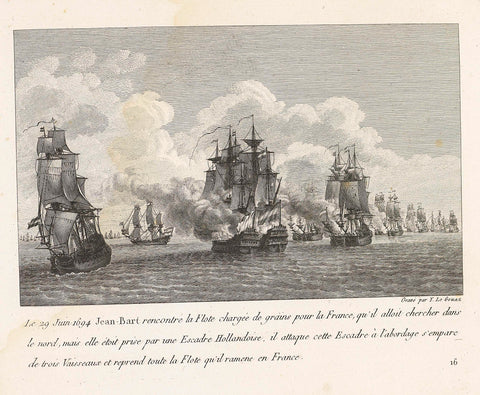 Jan Bart recaptures grain ships on a Dutch squadron, 1694, Yves Marie Le Gouaz, 1806 Canvas Print