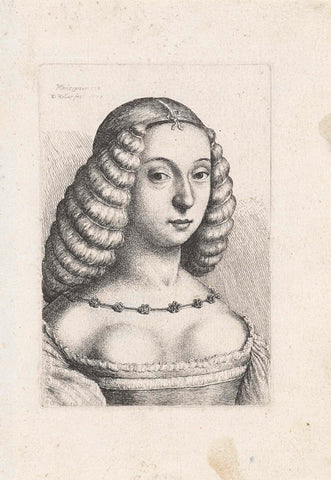 Portrait of a young woman with hair tied up in rolls, Wenceslaus Hollar, 1645 Canvas Print