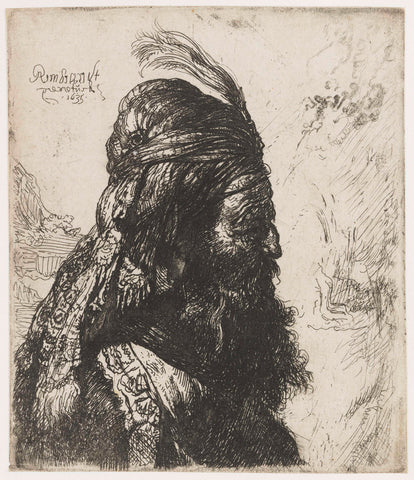 The third Oriental head, Rembrandt van Rijn, 1635 Canvas Print